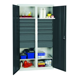 Stumpf Metall Schubladenschrank 50cm 8 Schubladen lichtgrau lichtblau