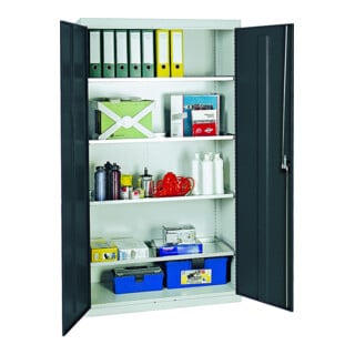 Stumpf Metall Schubladenschrank Säule 180 cm 15 Schubladen lichtgrau anthrazitgrau