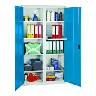 Stumpf Metall Umweltschrank Gefahrstoffschrank 180 x 100 x 50 cm 2 Abteile lichtgrau enzianblau