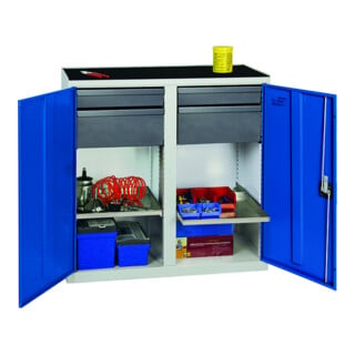 Stumpf Metall Umweltschrank und Gefahrstoffschrank 180 x 100 x 50 cm 2 Abteile lichtgrau/signalgelb