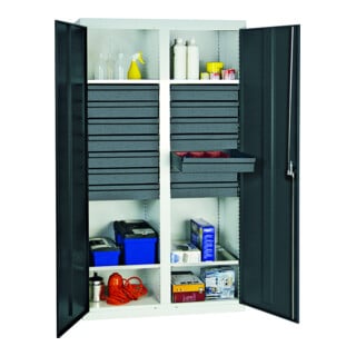 Stumpf Metall Umweltschrank und Gefahrstoffschrank 180 x 100 x 50 cm lichtgrau enzianblau