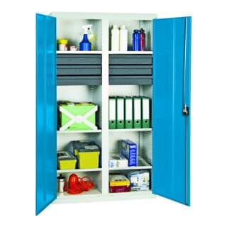 Stumpf Metall Umweltschrank und Gefahrstoffschrank 180 x 100 x 50 cm lichtgrau/signalgelb