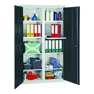 Stumpf Metall Umweltschrank und Gefahrstoffschrank 2 Abteile 180 x 100 x 50 cm lichtgrau/signalgelb