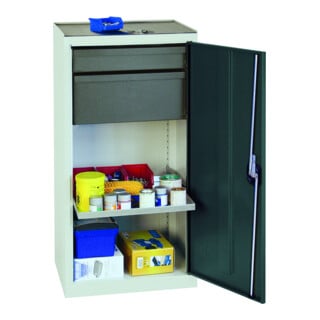 Stumpf Metall Umweltschrank und Gefahrstoffschrank 90 x 100 x 50 cm lichtgrau signalgelb