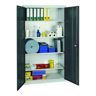 Stumpf Metall Umweltschrank und Gefahrstoffschrank 90 x 50 x 50 cm lichtgrau enzianblau 2 Wannen