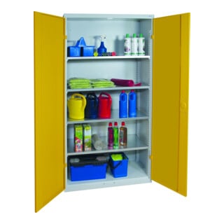 Stumpf Metall Universal-Stahlschrank 1950 x 1000 x 400 mm mit 4 Fachböden lichtgrau signalgelb