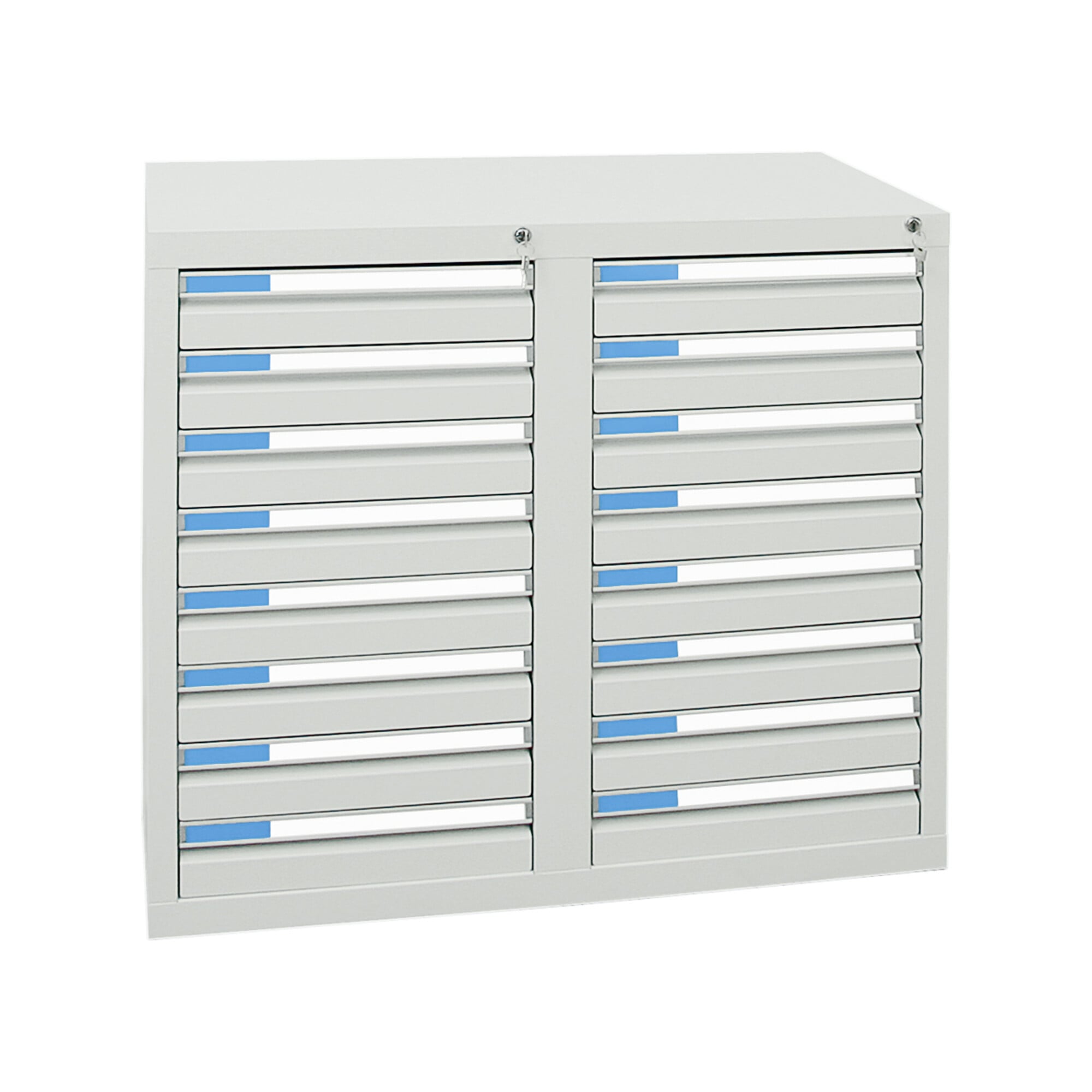 Stumpf Schubladenschrank Serie ESTA, 16 Schubladen lichtgrau (16x100mm) ; Stumpf Metall