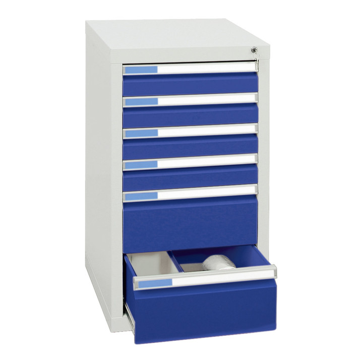 Stumpf Schubladenschrank Serie ESTA, 6 Schubladen enzianblau (4x100, 2x200mm)