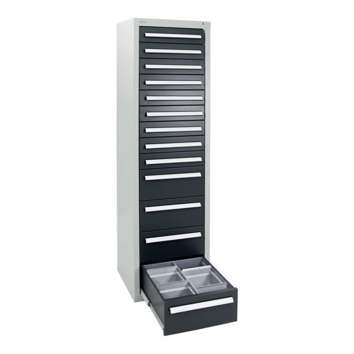 Stumpf Schubladenschrank Serie T-100/35-1, RAL 7035/7016, 13 Schubladen