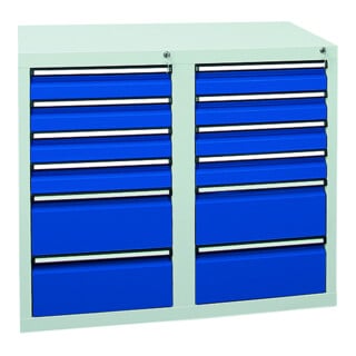 Stumpf Schubladenschrank Serie T-100/35-1, RAL 7035/7016, 14 Schubladen