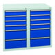 Stumpf Schubladenschrank Serie T-100/35-1, RAL 7035/7016, 14 Schubladen