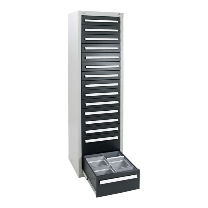 Stumpf Schubladenschrank Serie T-100/35-1, RAL 7035/7016, 15 Schubladen
