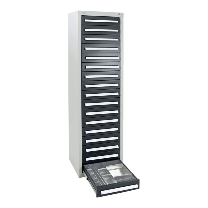 Stumpf Schubladenschrank Serie T-100/35-1, RAL 7035/7016, 17 Schubladen