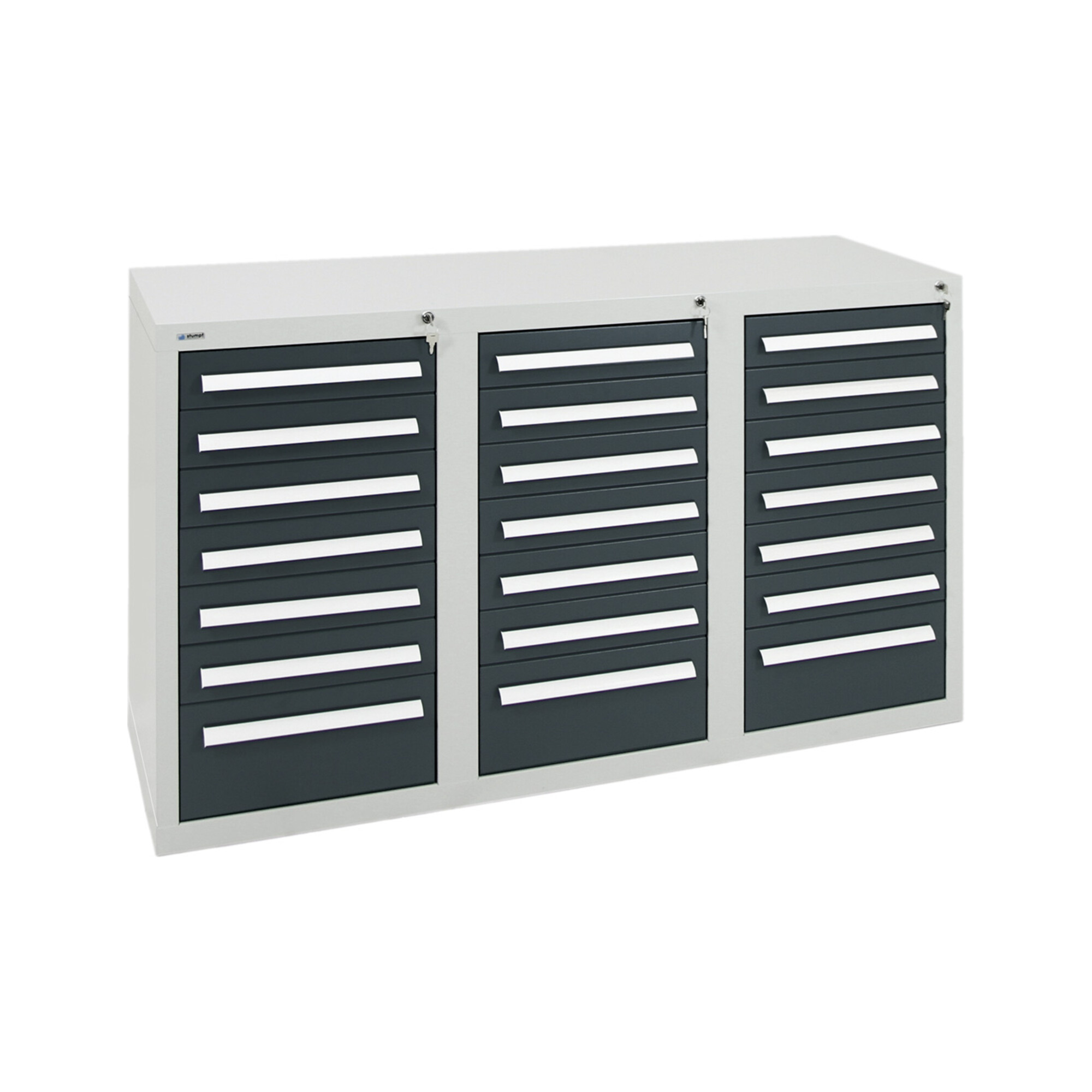 Stumpf Schubladenschrank Serie T-100/35-1, RAL 7035/7016, 21 Schubladen ; Stumpf Metall
