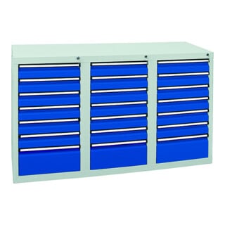 Stumpf Schubladenschrank Serie T-100/35-1, RAL 7035/7016, 21 Schubladen