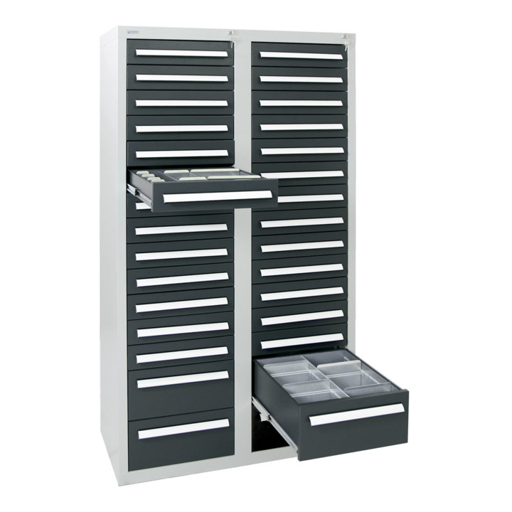 Stumpf Schubladenschrank Serie T-100/35-1, RAL 7035/7016, 30 Schubladen