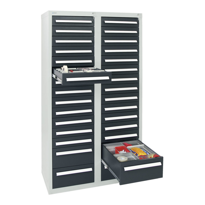 Stumpf Schubladenschrank Serie T-100/35-1, RAL 7035/7016, 30 Schubladen