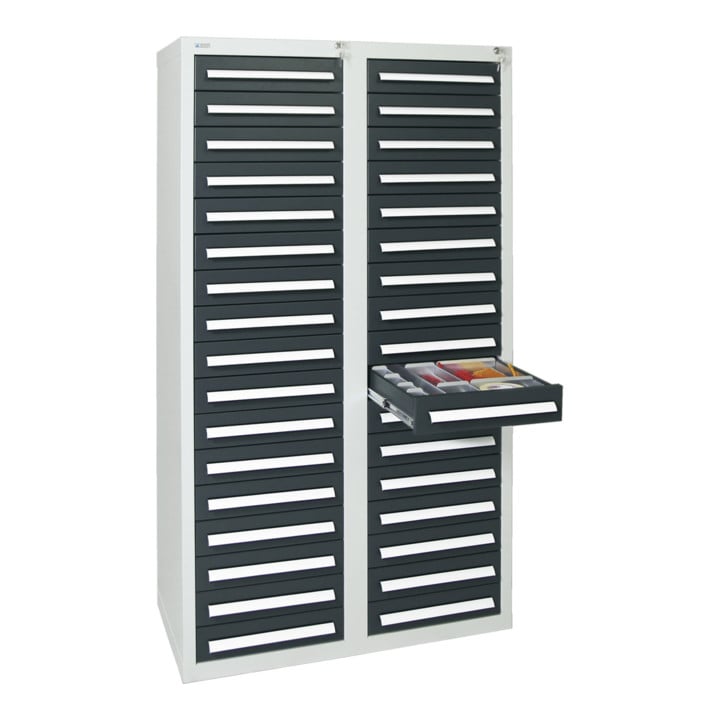 Stumpf Schubladenschrank Serie T-100/35-1, RAL 7035/7016, 34 Schubladen