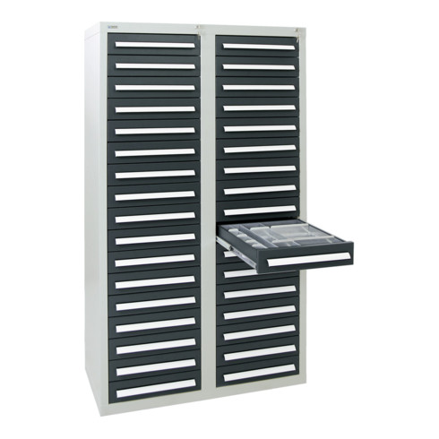 Stumpf Schubladenschrank Serie T-100/35-1, RAL 7035/7016, 34 Schubladen