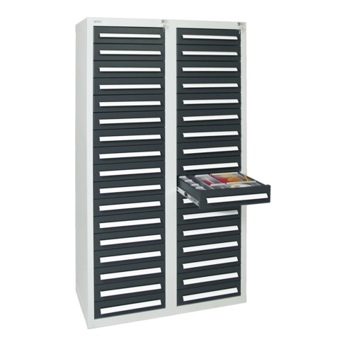 Stumpf Schubladenschrank Serie T-100/35-1, RAL 7035/7016, 34 Schubladen