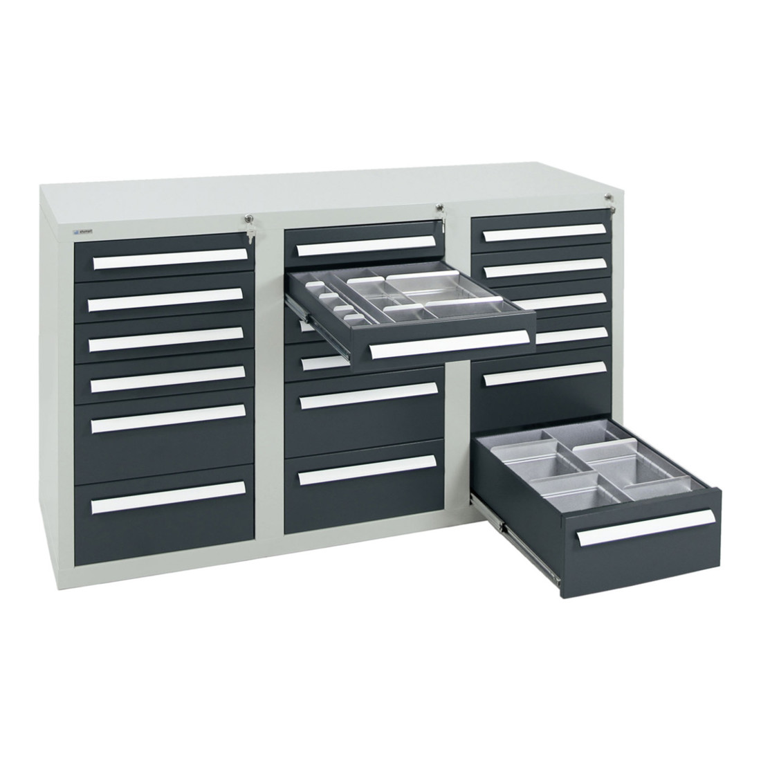 Stumpf Schubladenschrank Serie T-100/35-1, RAL 7035/7016,