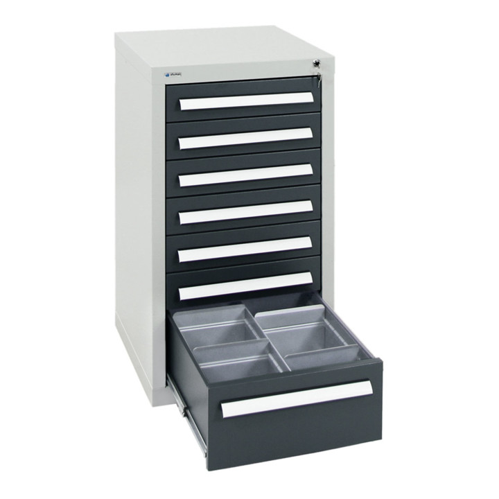 Stumpf Schubladenschrank Serie T-100/35-1, RAL 7035/7016, 7 Schubladen