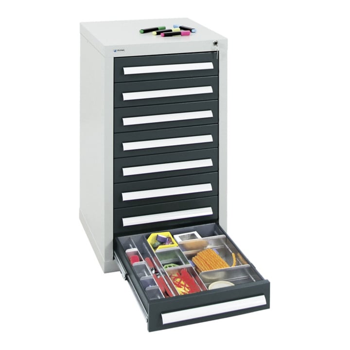 Stumpf Schubladenschrank Serie T-100/35-1, RAL 7035/7016, 8 Schubladen