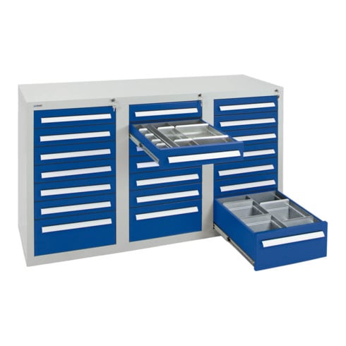 Stumpf Schubladenschrank Serie T-100/35-3, 21 Schubladen enzianblau (18x100, 3x200mm)