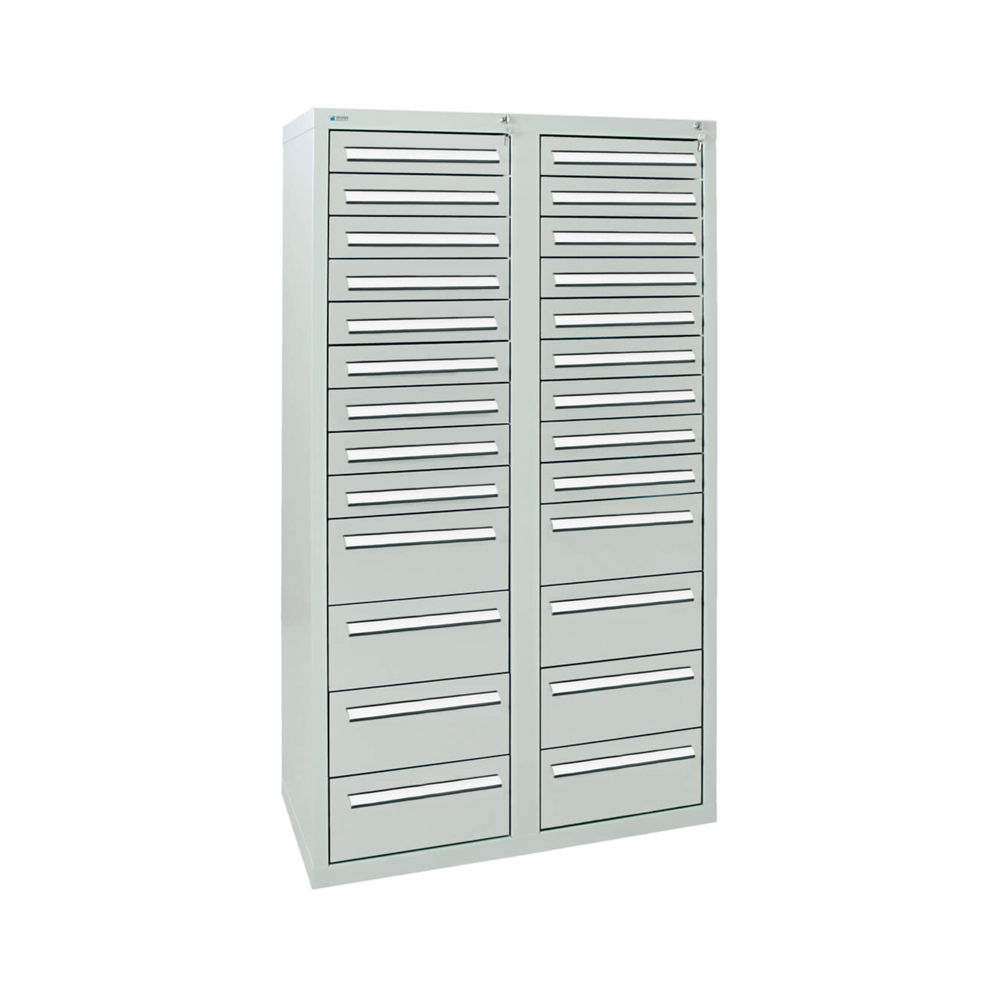 Stumpf Schubladenschrank Serie T-100/35-4, 26 Schubladen lichtgrau (18x100, 8x200mm) ; Stumpf Metall