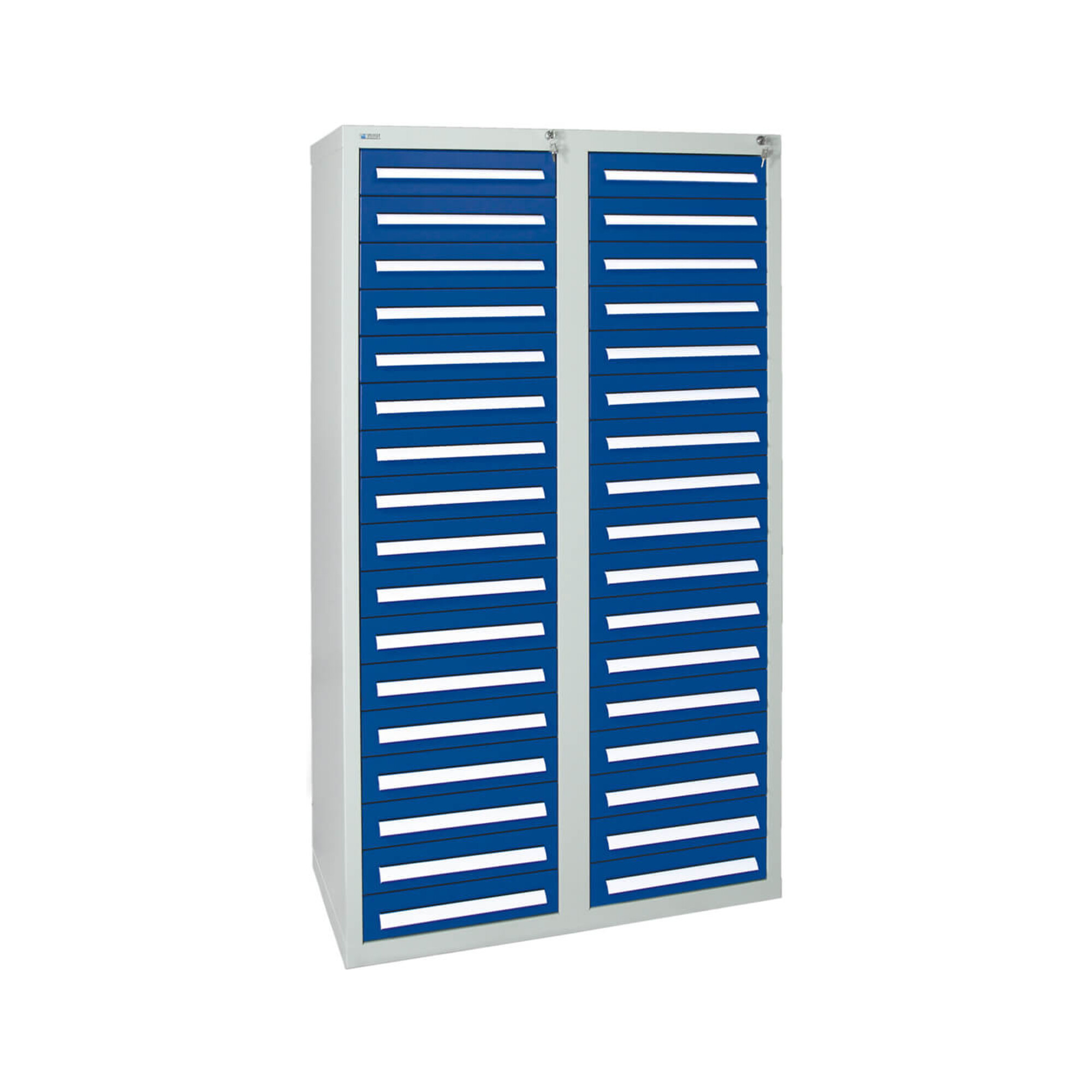 Stumpf Schubladenschrank Serie T-100/35-4, 34 Schubladen enzianblau (34x100mm) ; Stumpf Metall