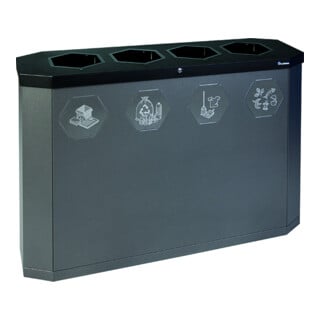 Stumpf Station de recyclage métal 4 compartiments 4 x 45 litres gris clair