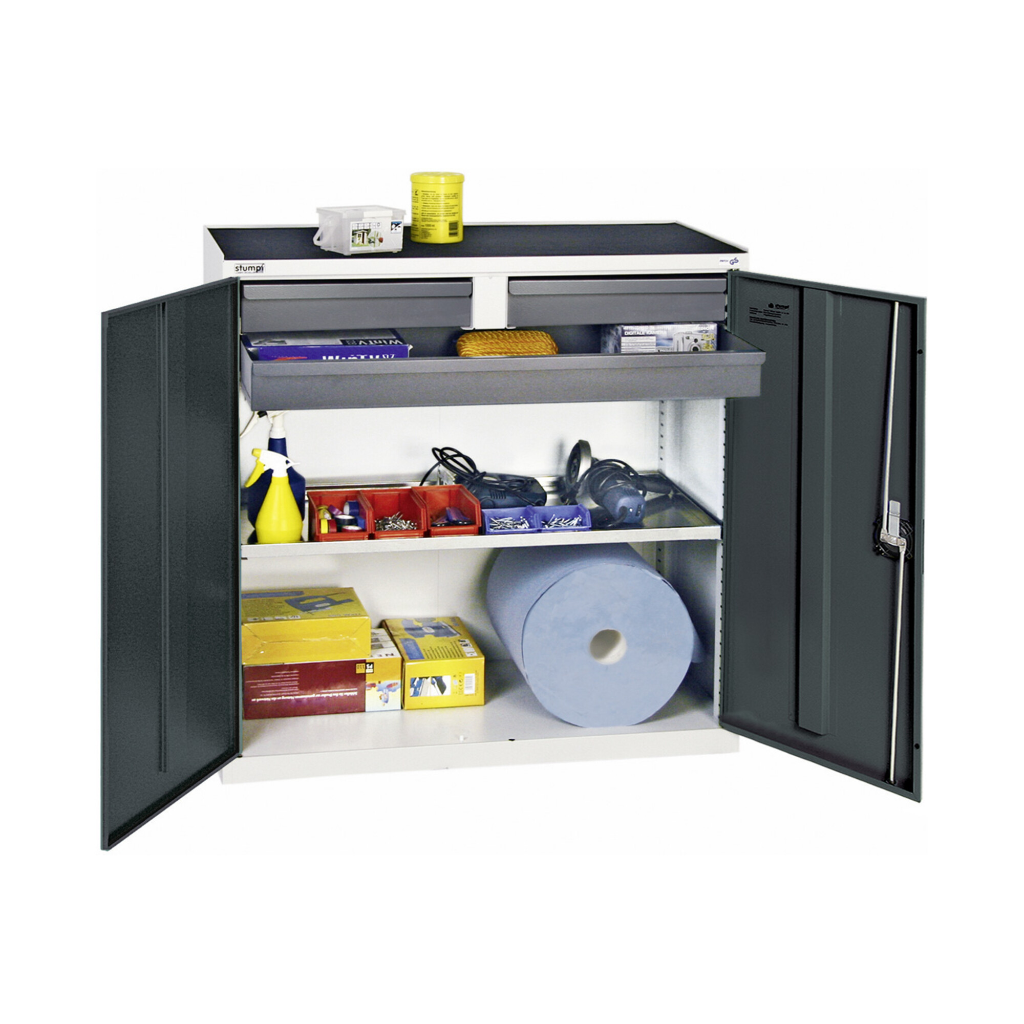 Stumpf Werkzeug- und Materialschrank 3000, RAL 7035/7016, 2 Schubladen 1 Wanne ; Stumpf Metall