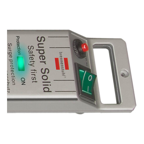 Super-Solid 13.500A overspanningsbeveiligings stekkerdoos 5-voudig zilver 2,5m H05VV-F 3G1,5