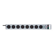 Super-Solid 13.500A overspanningsbeveiligings stekkerdoos strip 8-voudig zilver 2,5m H05VV-F 3G1,5-2