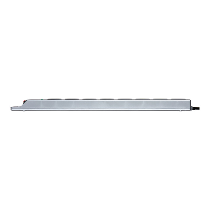 Super-Solid 13.500A overspanningsbeveiligings stekkerdoos strip 8-voudig zilver 2,5m H05VV-F 3G1,5