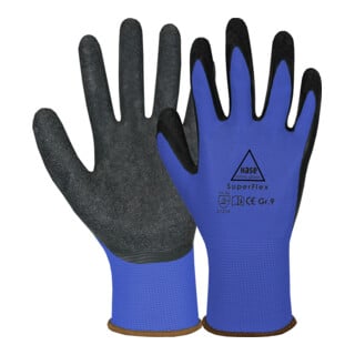 Gants de sécurité Hase Superflex bleu, polyamide/latex