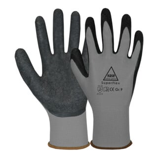Gants de sécurité Hase Superflex gris, polyamide/latex
