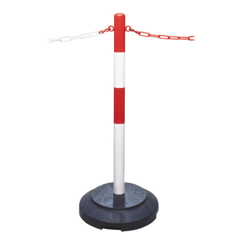 Support d'avertissement Moravia EXTERNE 60 x 1000 mm rouge/blanc + œilleton et pied de recyclage