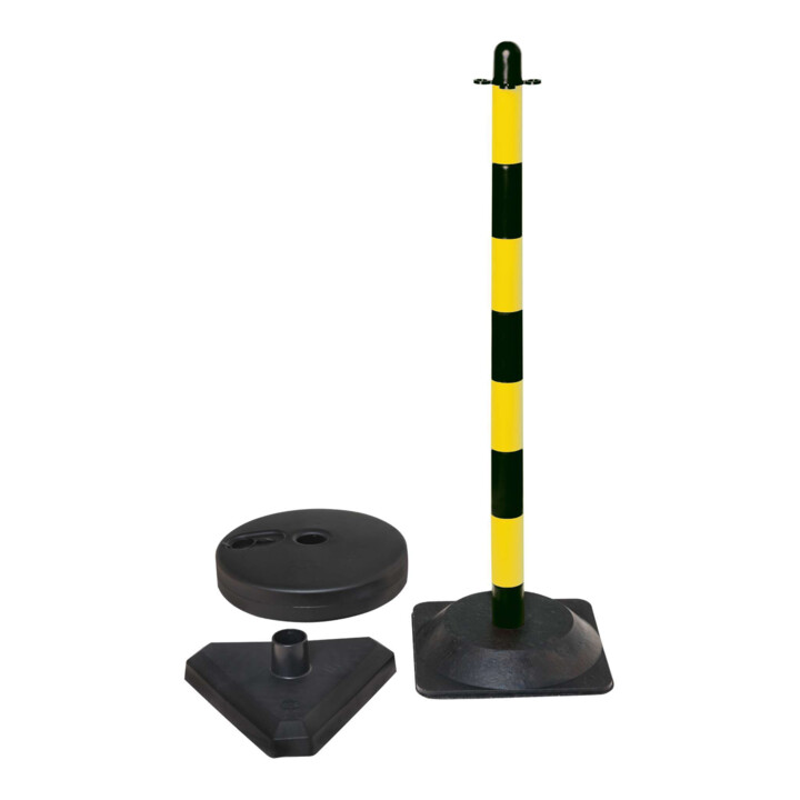 Support d'avertissement Moravia noir clair/jaune 40 x 870 mm avec socle rond + support à remplir