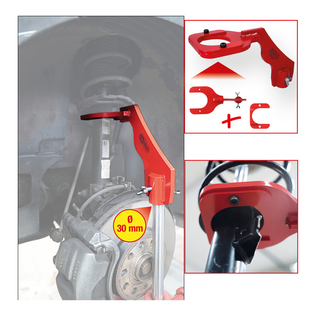 Support de jambe de suspension McPherson KS Tools pour levier de vérins de fosse, 4 pcs