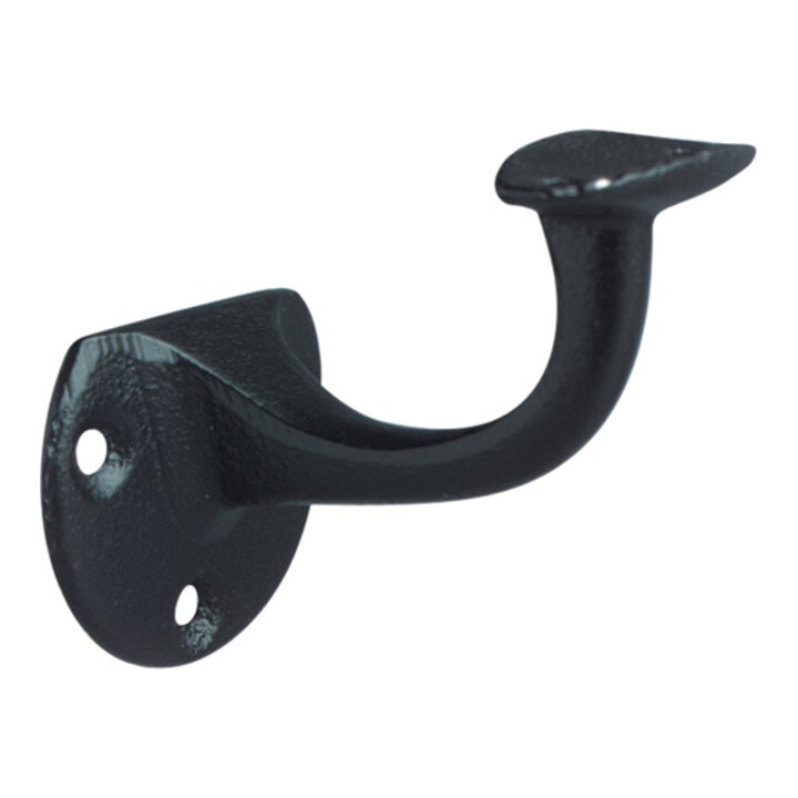 Support de main courante DENI fonte noire laqué noir Plaque murale D.53mm support courbé
