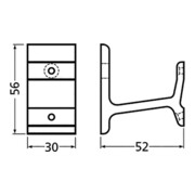 Support de main courante Hermeta 3570 Alu.silver.elox.lateral Mont.Hermeta-4