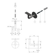 Support de main courante VA ma D.D.Plaque murale 60mm support droit-4