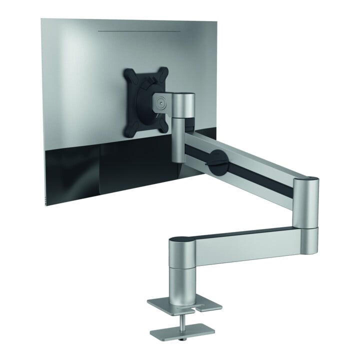 Support de moniteur Durable avec bras pour 1 moniteur, traversée de table, argent métallique