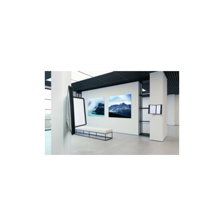 Support mural 10 tableaux de présentation noir/gris polyamide avec cadre profilé