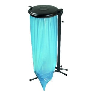 Support pour sacs poubelle 70-120 L vert avec couvercle K gris
