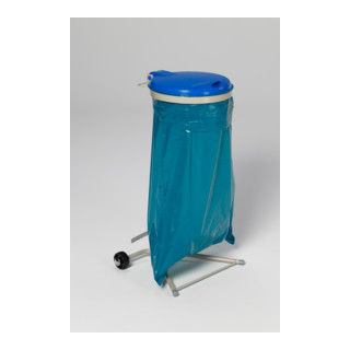 Support pour sacs poubelle WSR 120 mobile, couvercle en plastique bleu Var