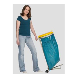 Support pour sacs poubelle WSR 120 mobile, couvercle en plastique jaune Var