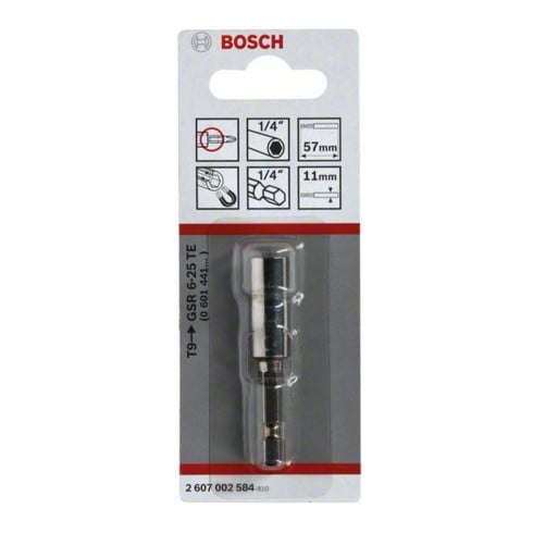 Support universel Bosch 1/4", 57 mm 11 mm, (en liaison avec butée de profondeur T9)