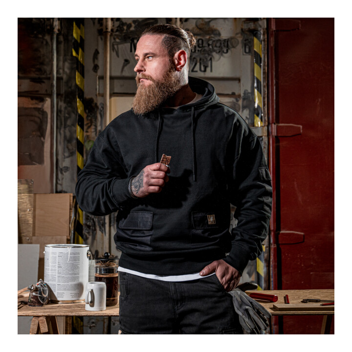 Sweat à capuche STIER Heavy Functional Pocket coton bio XXL noir